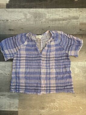 Chelsea & Theodore Lavender and Light Pink Striped Short Sleeve Top
